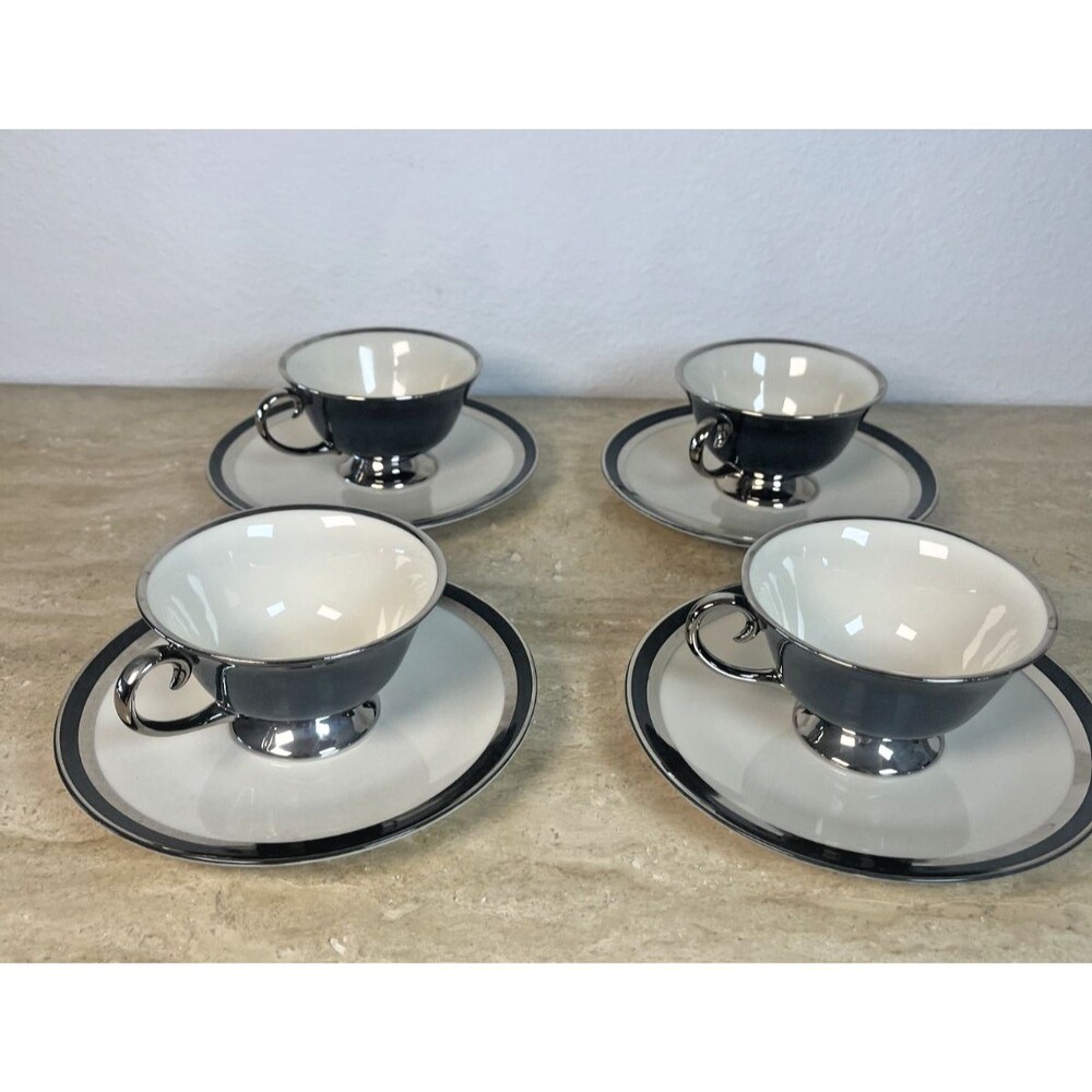 Pasadena Made Flintridge China Contessa 4 Teacups 4 Snack Plates